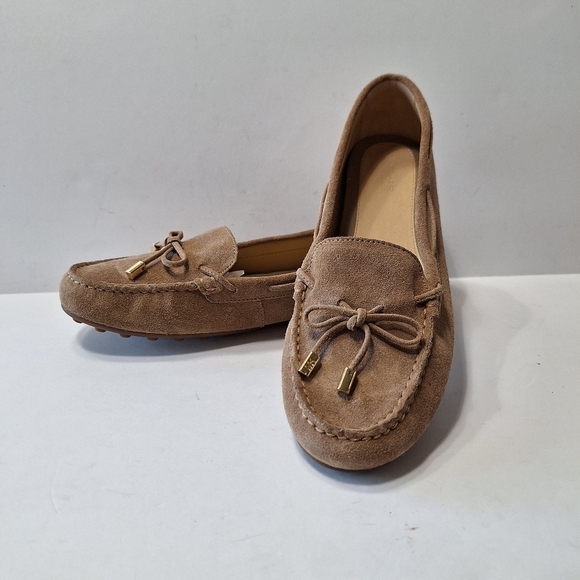 Michael Michael Kors Preppy Tan Suede Academia Slip On Moccasin W/Bow Size 10 - Picture 1 of 10